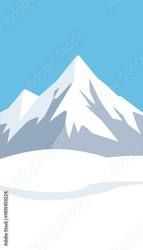 Snowy Mountain Peaks Against a Blue Sky