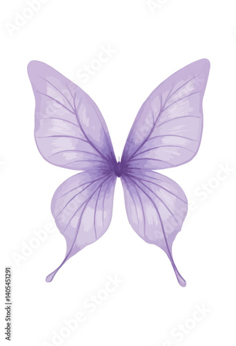 Watercolor Purple Butterfly Wings on White