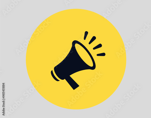 Yellow circle with black megaphone icon