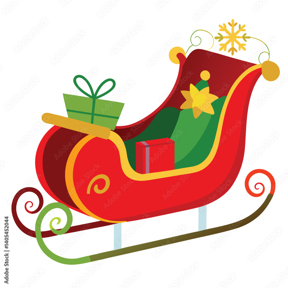 Naklejka premium Christmas sleigh clipart on white background
