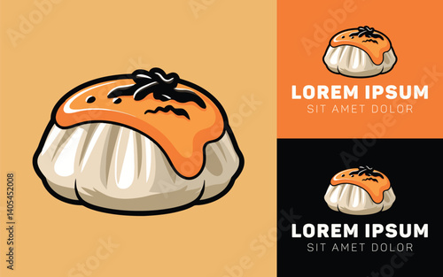 Delicious Dimsum Mentai Icon Logo with Creamy Topping Design