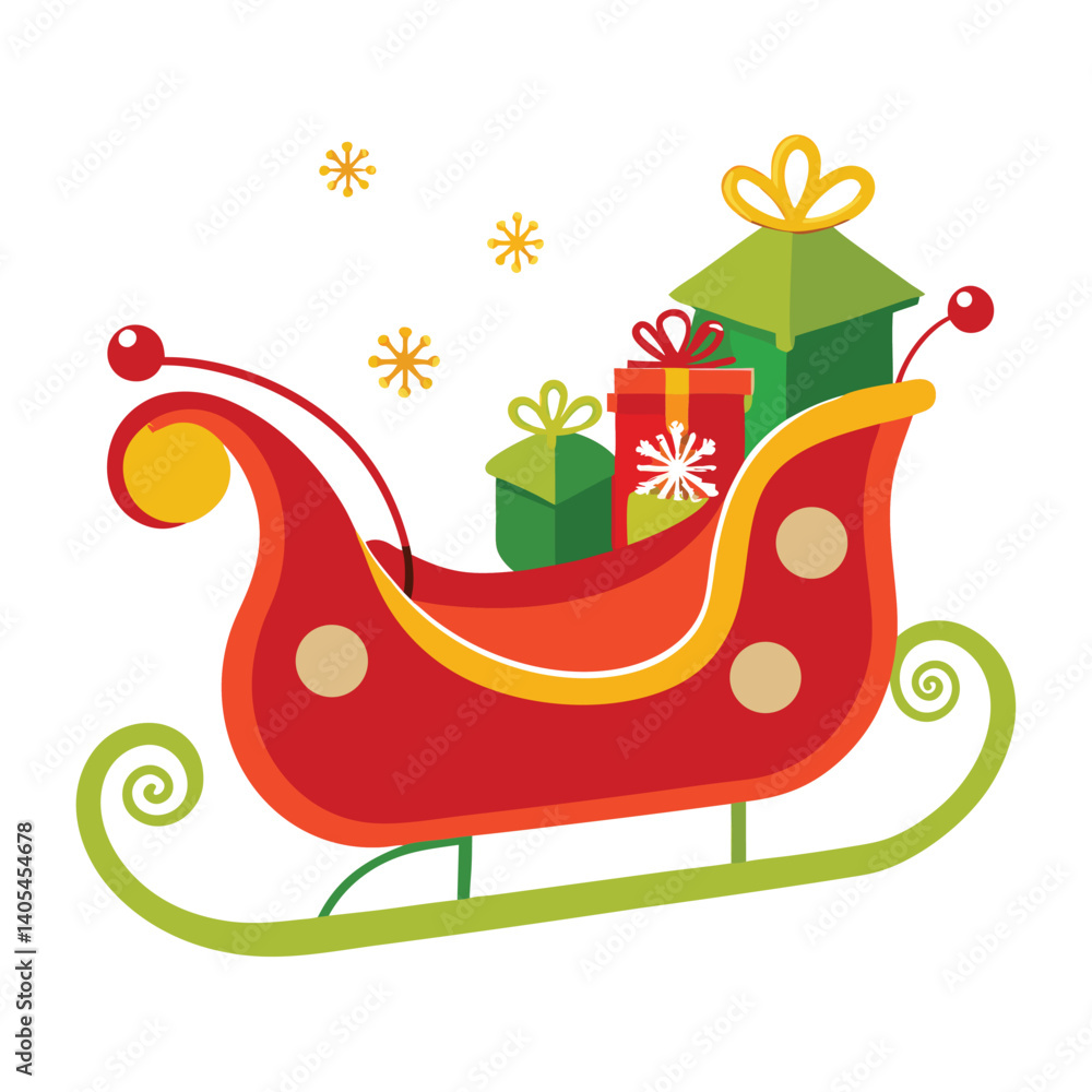 Naklejka premium Christmas sleigh clipart on white background