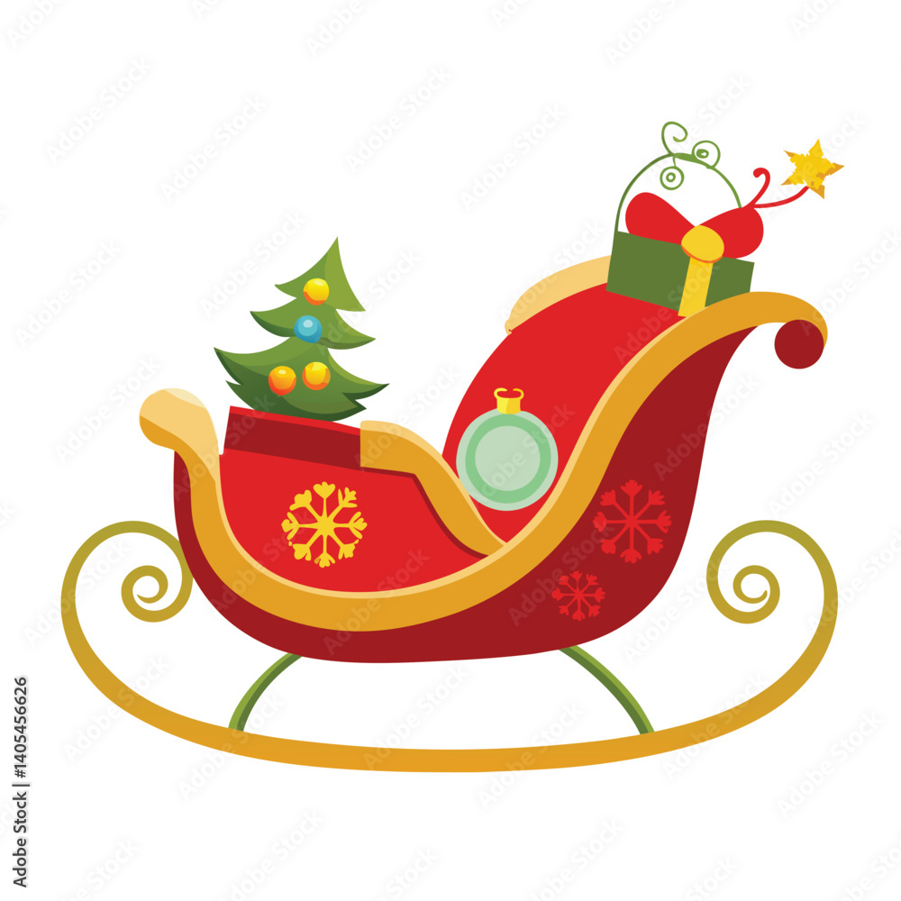 Naklejka premium Christmas sleigh clipart on white background