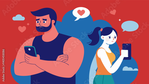 A worried spouse holding a phone trying to get a hold of their partner who has been secretly abusing steroids concerned for their health and wellbeing.. Vector illustration
