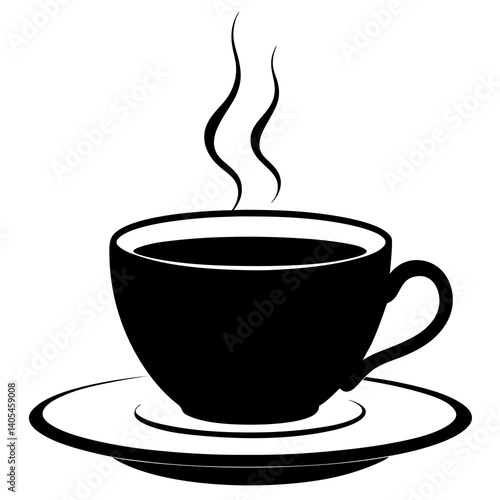 A steaming cup of coffee placed neatly on a matching saucer