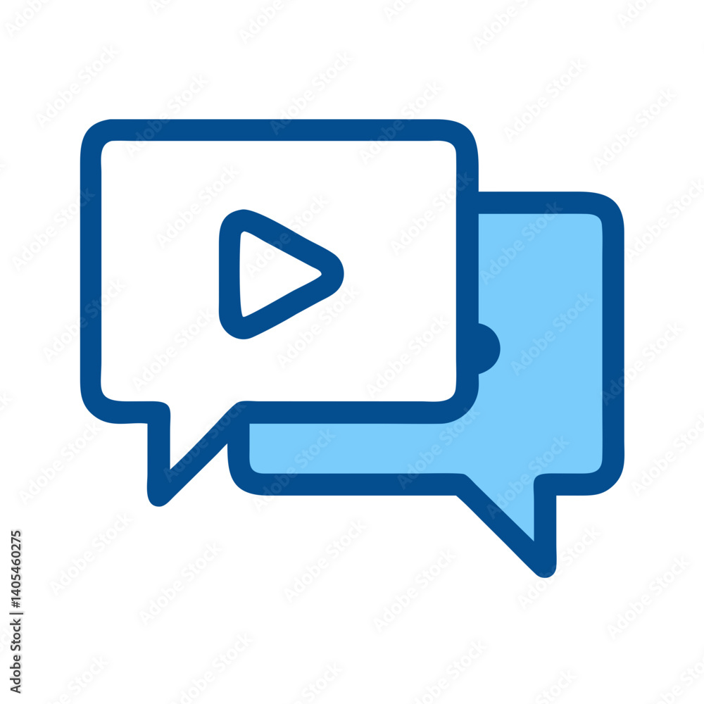 Naklejka premium Chat with Play Button Icon Representing Interactive Video Messaging and Live Communication
