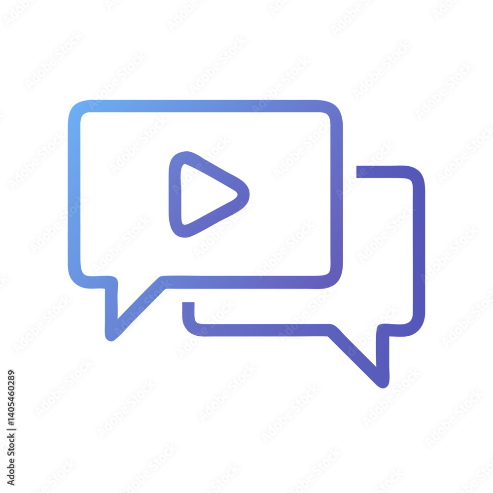 Naklejka premium Chat with Play Button Icon Representing Interactive Video Messaging and Live Communication