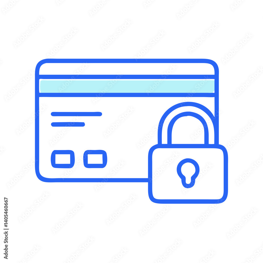 Credit Card with Lock Icon Representing Secure Payment and Financial Data Protection Credit Card with Lock Icon Representing Secure Payment and Financial Data Protection