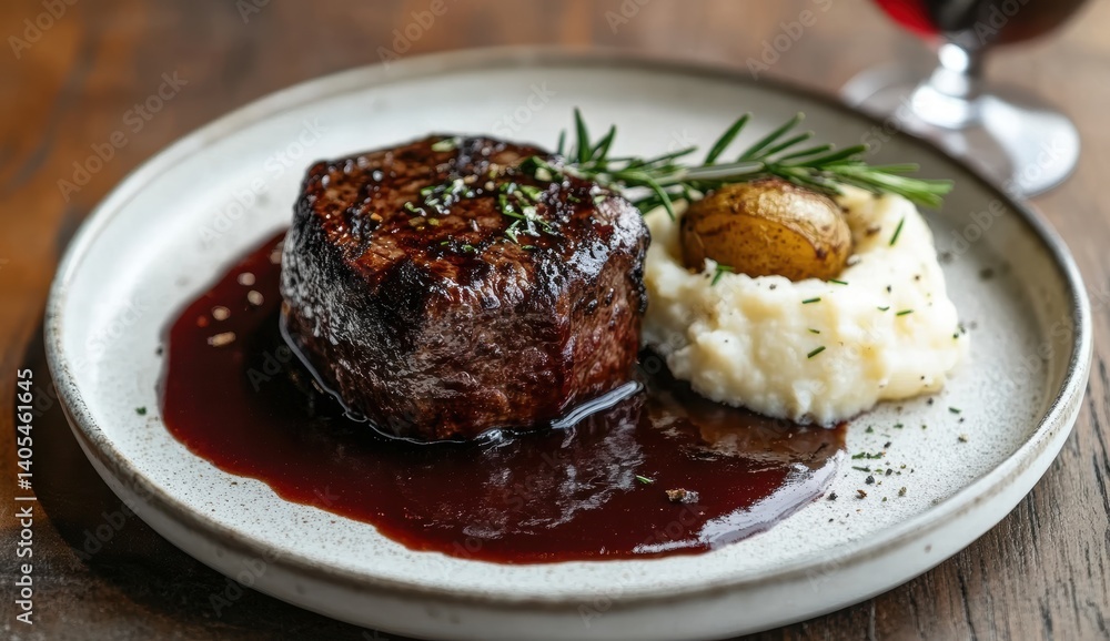 Delicious steak with mashed potatoes Delicious steak with mashed potatoes