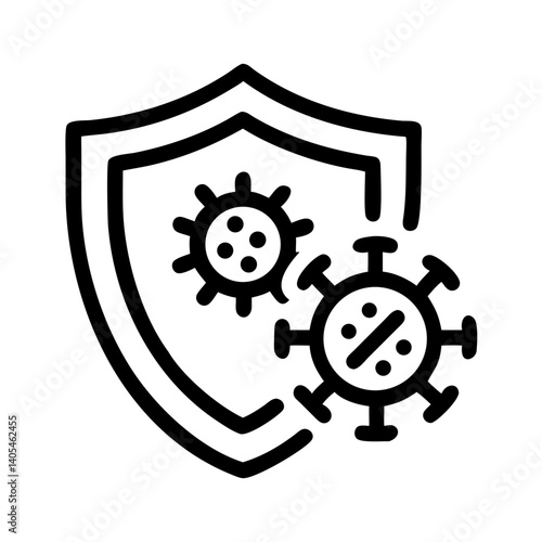 Shield with Virus Symbol Icon Representing Antivirus Protection and Digital Security