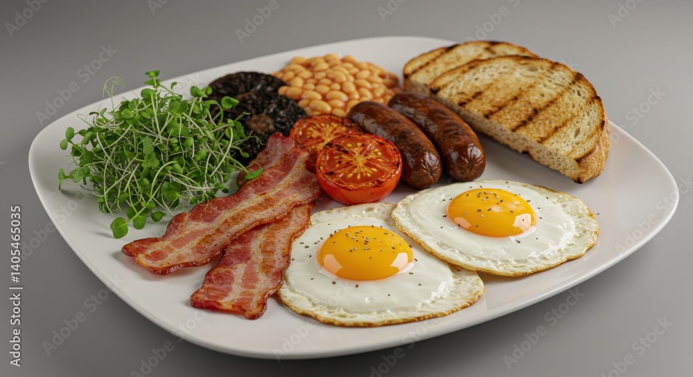 English breakfast with fried egg English breakfast with fried egg