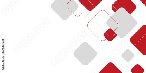 White background with abstract red grey square decoration. Vector illustration for modern presentation background, brochure design, business card background, website slider, landing page