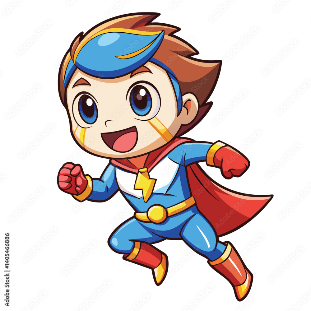 Cute cartoon superhero in action Cute cartoon superhero in action