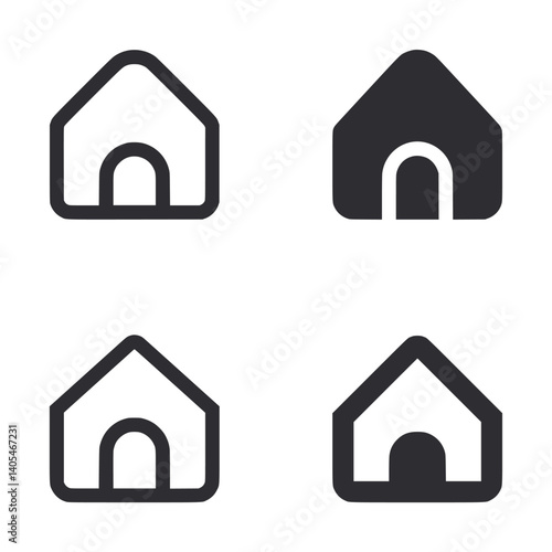 Four different house icons are shown in a row