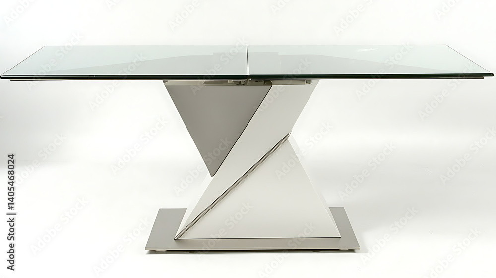 A glass table with a silver base A glass table with a silver base