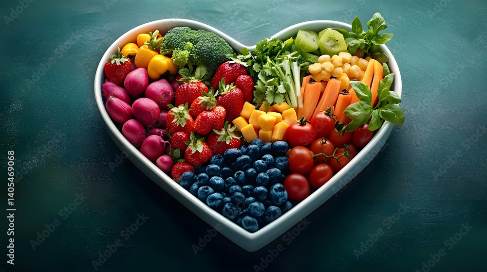 A vibrant photo showcasing a heart shaped bowl filled with nutritious diet foods, including fresh fruits, vegetables, and whole grains, promoting heart health and cardiovascular wellness. A vibrant photo showcasing a heart shaped bowl filled with nutritious diet foods, including fresh fruits, vegetables, and whole grains, promoting heart health and cardiovascular wellness.
