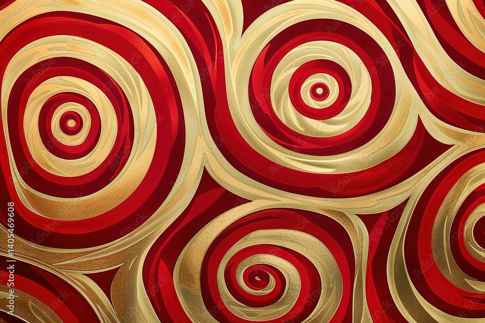Fototapeta premium Swirling vortexes of gold and red create a mesmerizing and dynamic visual texture