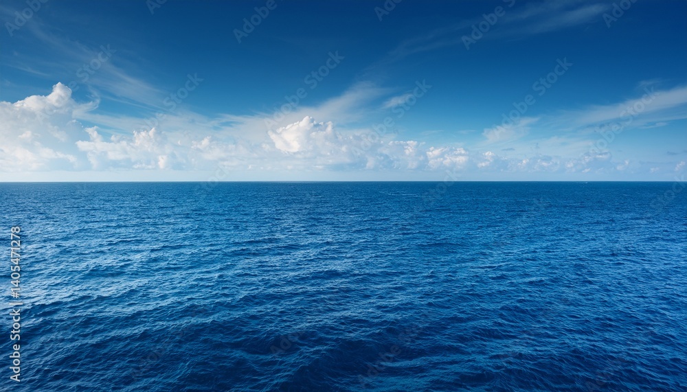 Obraz premium Open sea calm blue water and sky horizon