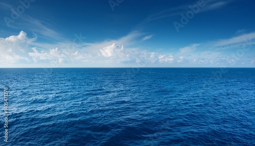 Open sea calm blue water and sky horizon