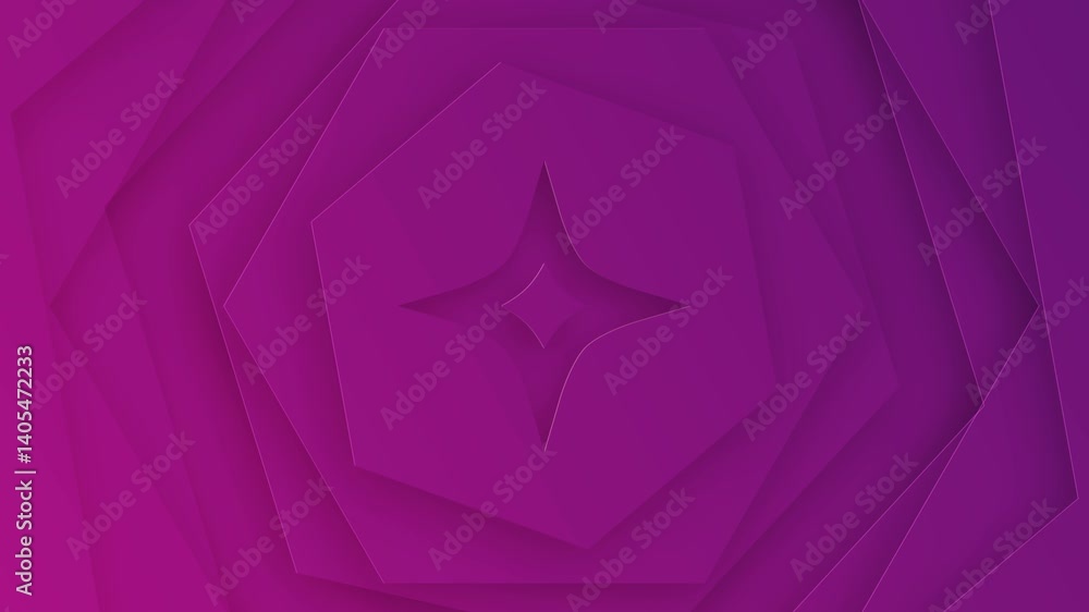 Purple nested hexagons with a fourpointed star in the center, great for abstract backgrounds, geometric designs, or modern digital concepts.