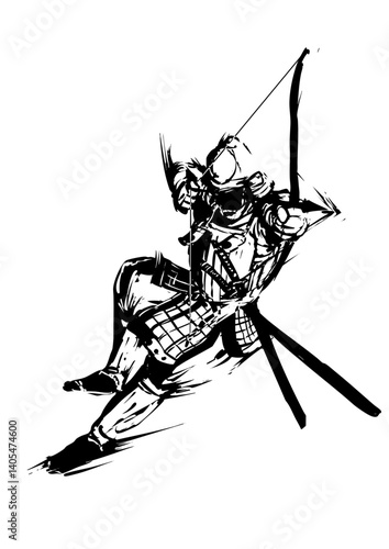 弓を引く侍