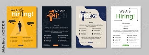 Hiring Job flyer, We are hiring Job advertisement flyer template, Vector
