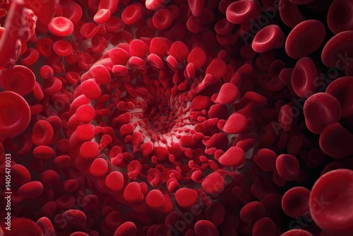 Red Blood Cells Circulating in a Spiral Pattern in Human Bloodstream During Normal Physiological Conditions