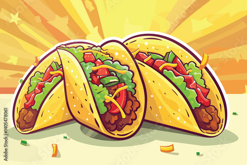 vector illustration of a mouthwatering taco...background contained in clipping mask