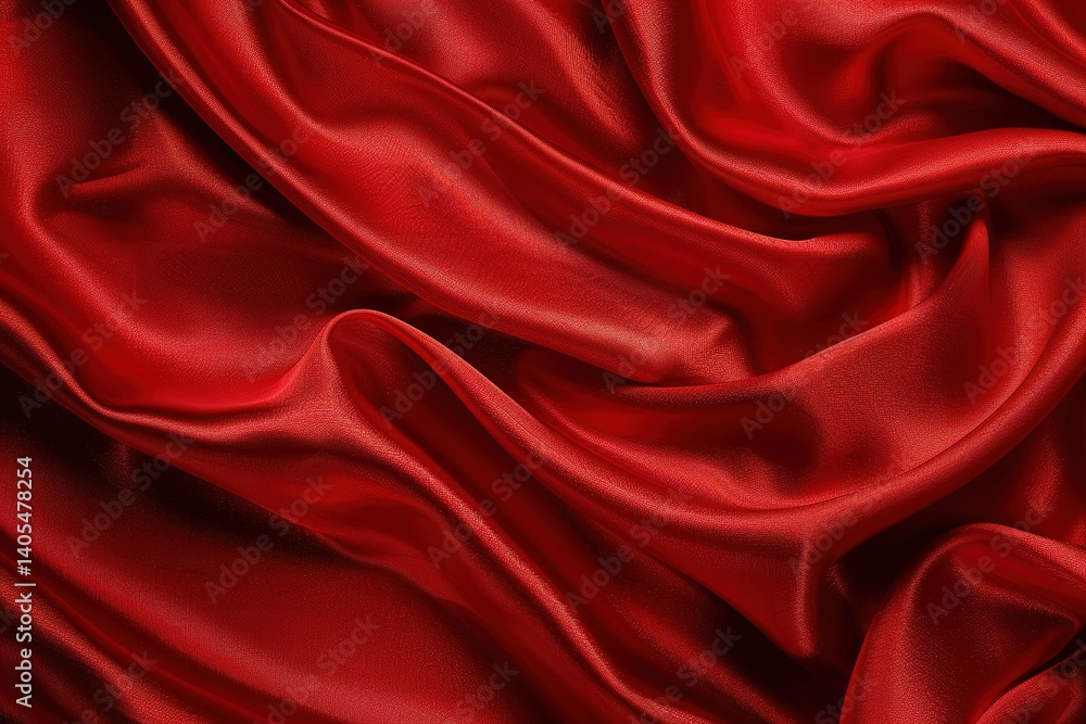 Elegant red silk fabric with soft folds and smooth texture creating a luxurious feel Elegant red silk fabric with soft folds and smooth texture creating a luxurious feel