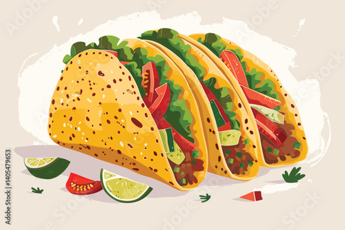 vector illustration of a mouthwatering taco...background contained in clipping mask