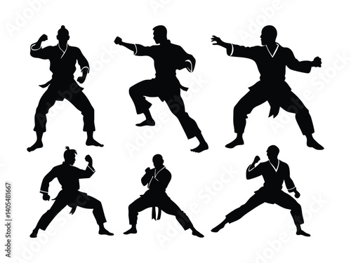 karate silhouettes vector illustration.