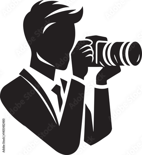 Silhouette of a Male Photographer with DSLR Camera in Action

