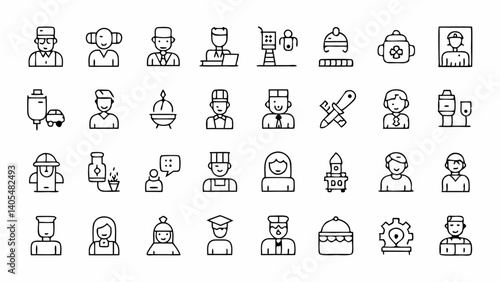 Careers and profession line icons collection tailored for human resources digital tools corporate branding and employment sites