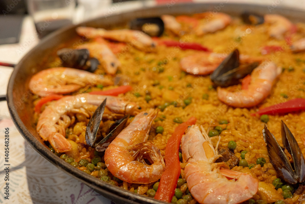 Delicious Seafood Paella with Shrimp and Mussels Delicious Seafood Paella with Shrimp and Mussels