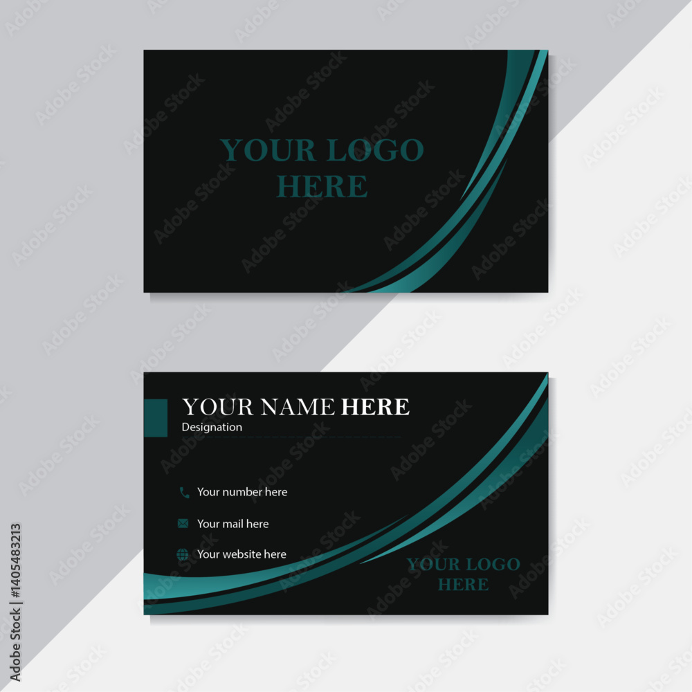 Naklejka premium creative and Corporate business card design Layout with black and mint.