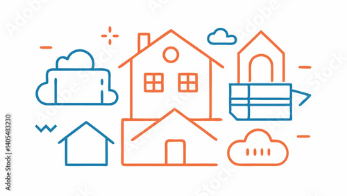 Minimalist real estate icons designed for agents investors and housing startups featuring clear and professional line art