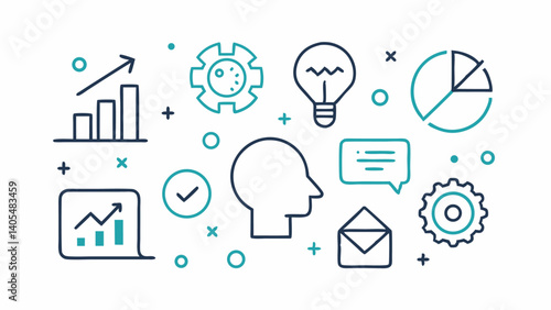 A versatile collection of outline icons representing analytics and infographic elements suitable for data visualization and report enhancement in presentations
