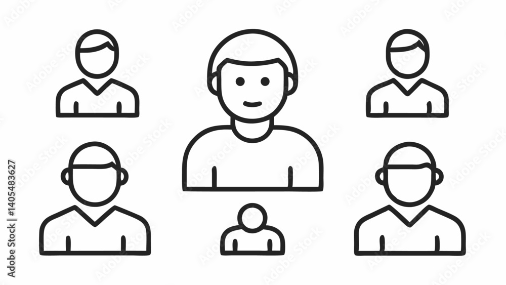 Outline-style avatar icon collection suitable for web design, mobile apps, user profiles, and identity management in digital platforms Outline-style avatar icon collection suitable for web design, mobile apps, user profiles, and identity management in digital platforms