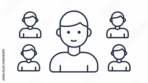 Stylish avatar icons in outline format created for user identity, profile customization, and digital workspace visuals with a modern and professional look