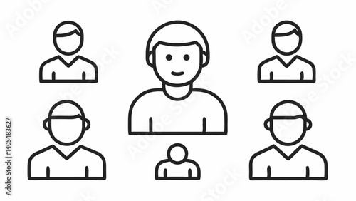 Outline-style avatar icon collection suitable for web design, mobile apps, user profiles, and identity management in digital platforms