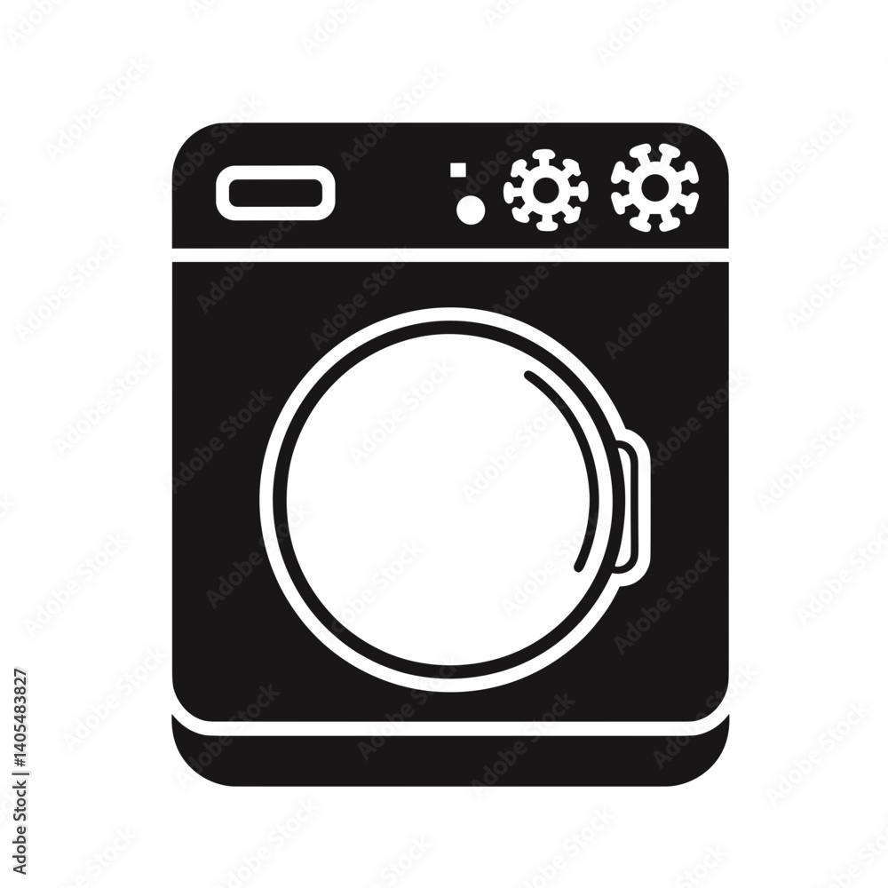 Washing Machine Icon Minimalist Design in Black and White on a transparent background Washing Machine Icon Minimalist Design in Black and White on a transparent background