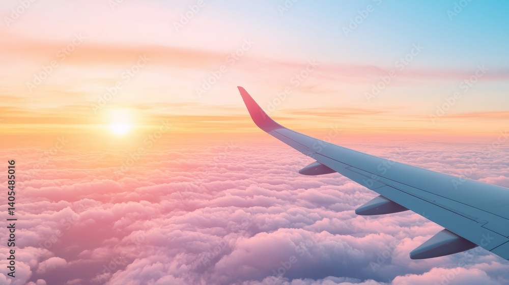 Obraz premium Jet Jet soaring high above the clouds, with the sun shining brightly on its sleek wings.