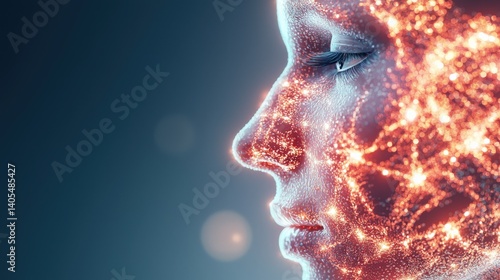 Technological transformation human connection digital realm visual art abstract environment profile view conceptual integration