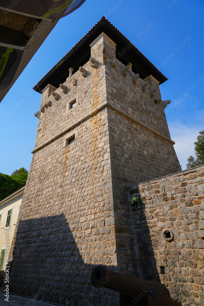 Historic chalet housing the Museum and Galleries of Tivat in the Bay of Kotor, Montenegro