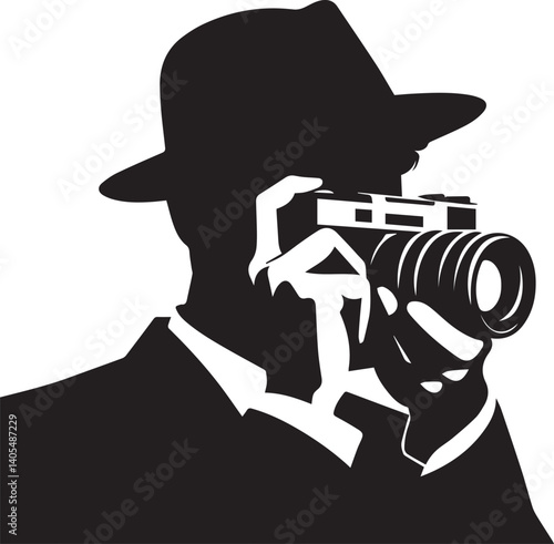 Silhouette of a Male Photographer with DSLR Camera in Action

