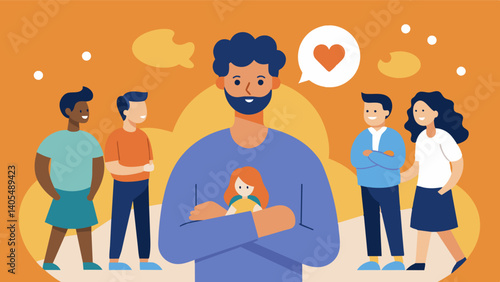 A man speaks about the impact that his eating disorder has had on his relationships and daily life finding comfort in the understanding and support of the group.. Vector illustration