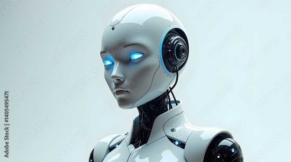 Futuristic AI robot head, glowing eyes, clean design. Best for tech, innovation, or AI concepts. Futuristic AI robot head, glowing eyes, clean design. Best for tech, innovation, or AI concepts.