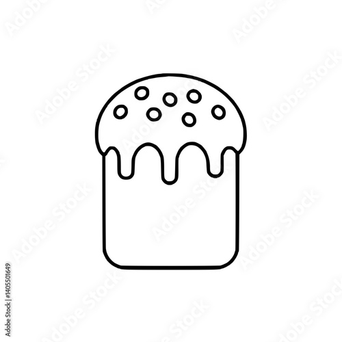 Easter cake icon with icing and sprinkles, the concept of an Orthodox holiday