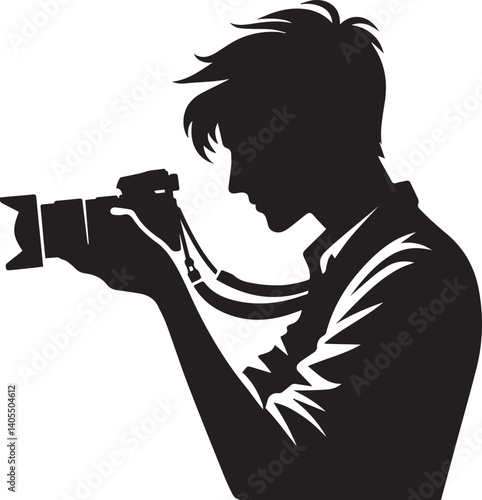 Silhouette of a Male Photographer with DSLR Camera in Action
