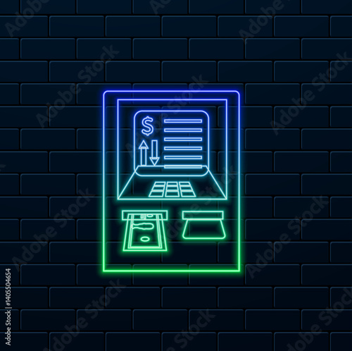 Stock images and photos of ATM Automatic Teller Machine. neon style. ATM machine icon. neon style.